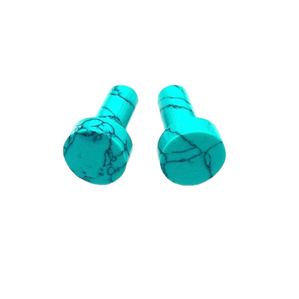 Crystal Gem Turquoise Body Jewelry Plugs, Size 8g-1", Set of 2