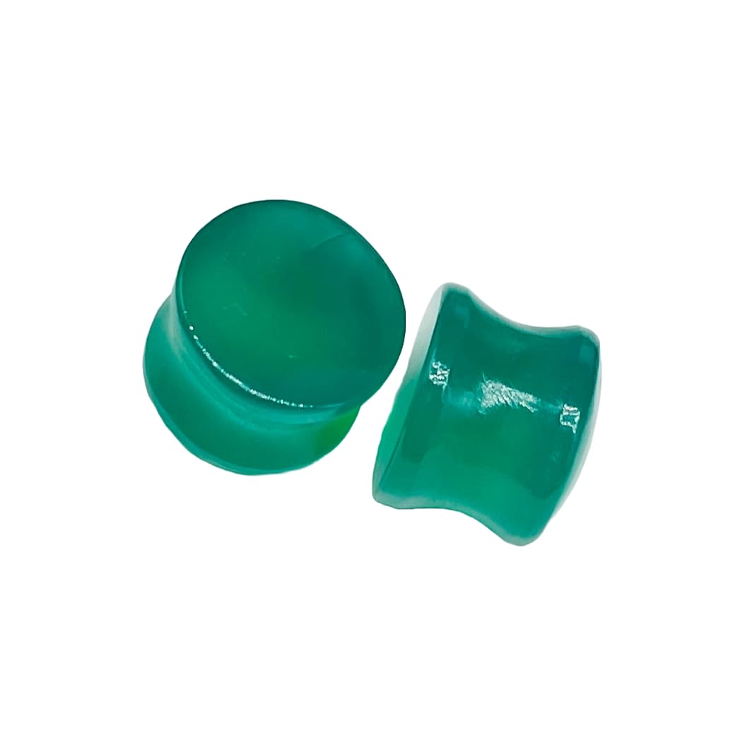 Green Onyx Gemstone Body Piercing Plugs, 8g-1", Custom Sizes Available