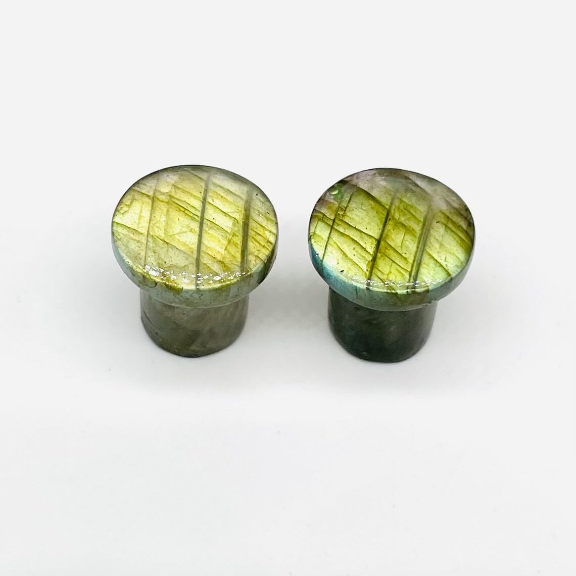 Natural Yellow Flash Labradorite Gemstone Naga Body Piercing Jewelry Single Flare Ear Gauges Plugs Size 8g (3mm) to 1" (25mm) Custom Size & Wholesale Available
