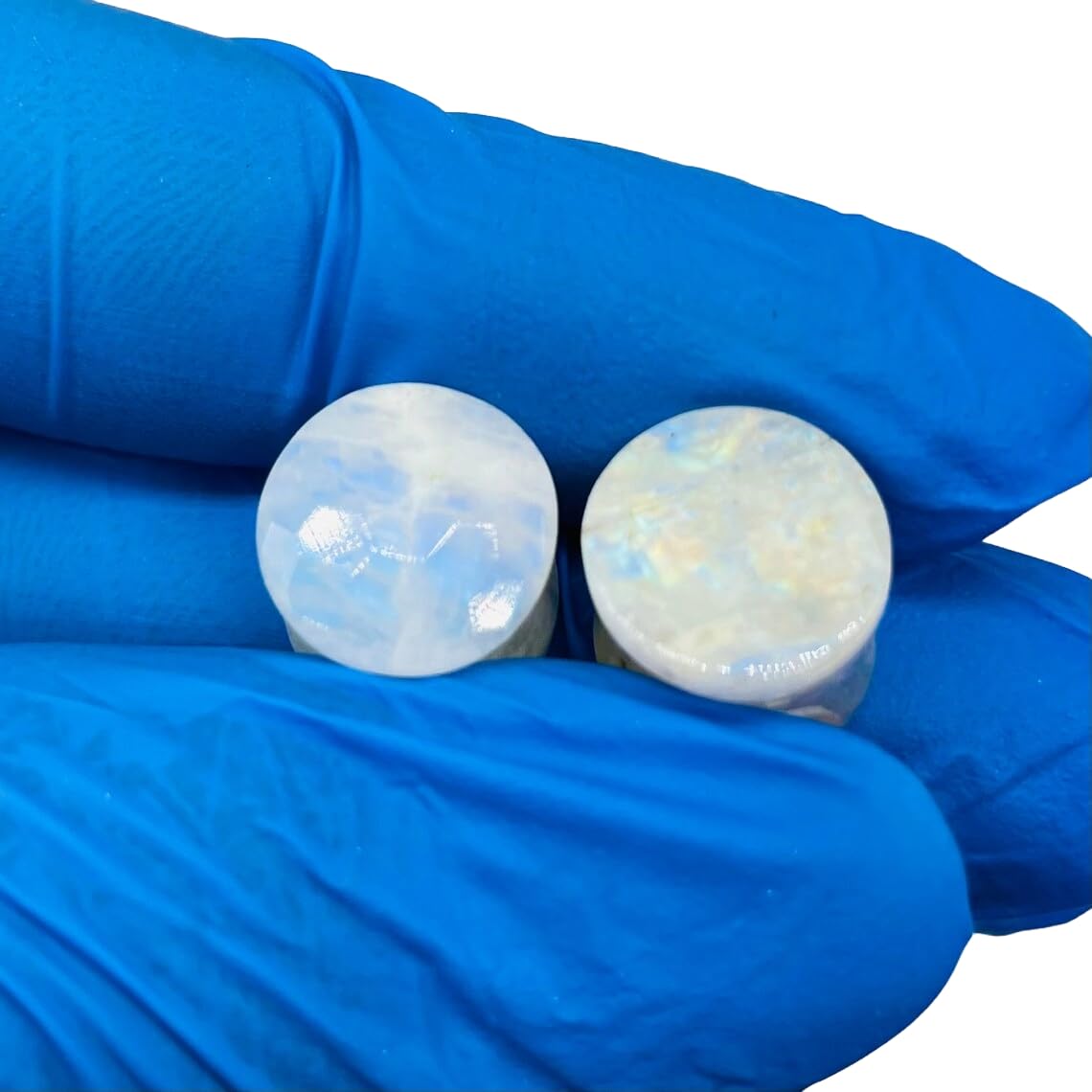 Moonstone Gemstone Ear Gauges, Hexagonal Cut, 8g-1", Custom Sizing Available