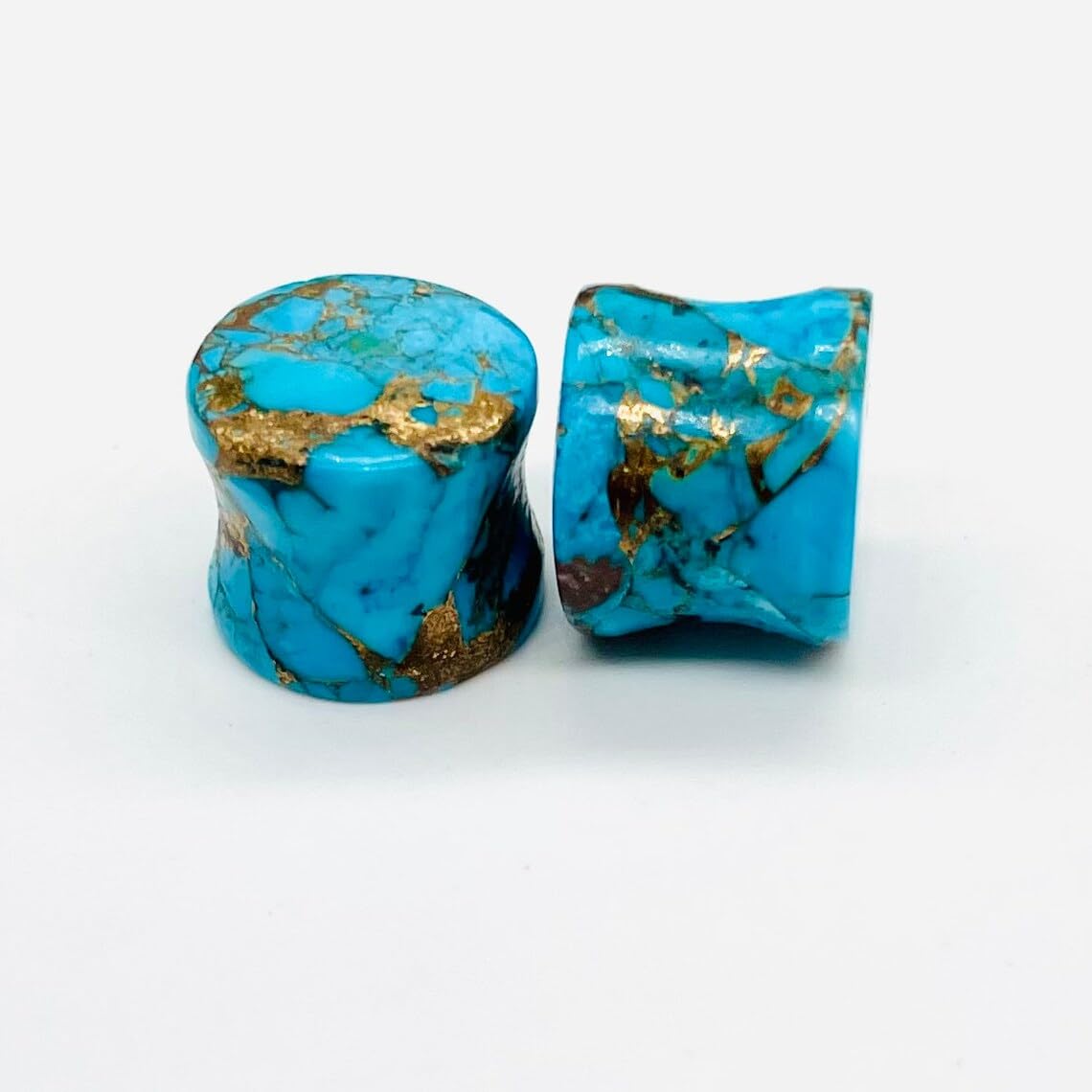 Naga Plug Body Piercing Jewelry American Blue Copper Turquoise Stone Double Flared Round Shaped Ear Plugs Gauge 8g (3mm) to 1" (25mm) Custom Size & Wholesale Available