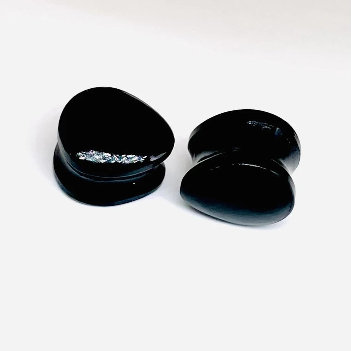 Natural Black Obsidian Crystal Handmade Naga Body Piercing Jewelry Double Falre Teardrop Shape Ear Gauge Plug Size 8g (3mm) to 1" (25mm) Wholesale Available