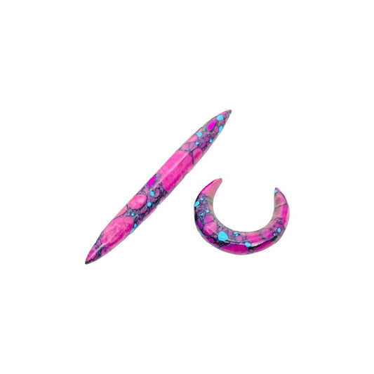 Purple Turquoise Crystal Septum Pincher Naga Body Jewelry, Size 12g-0000g, Purple 12g Ear Piercing Gauges