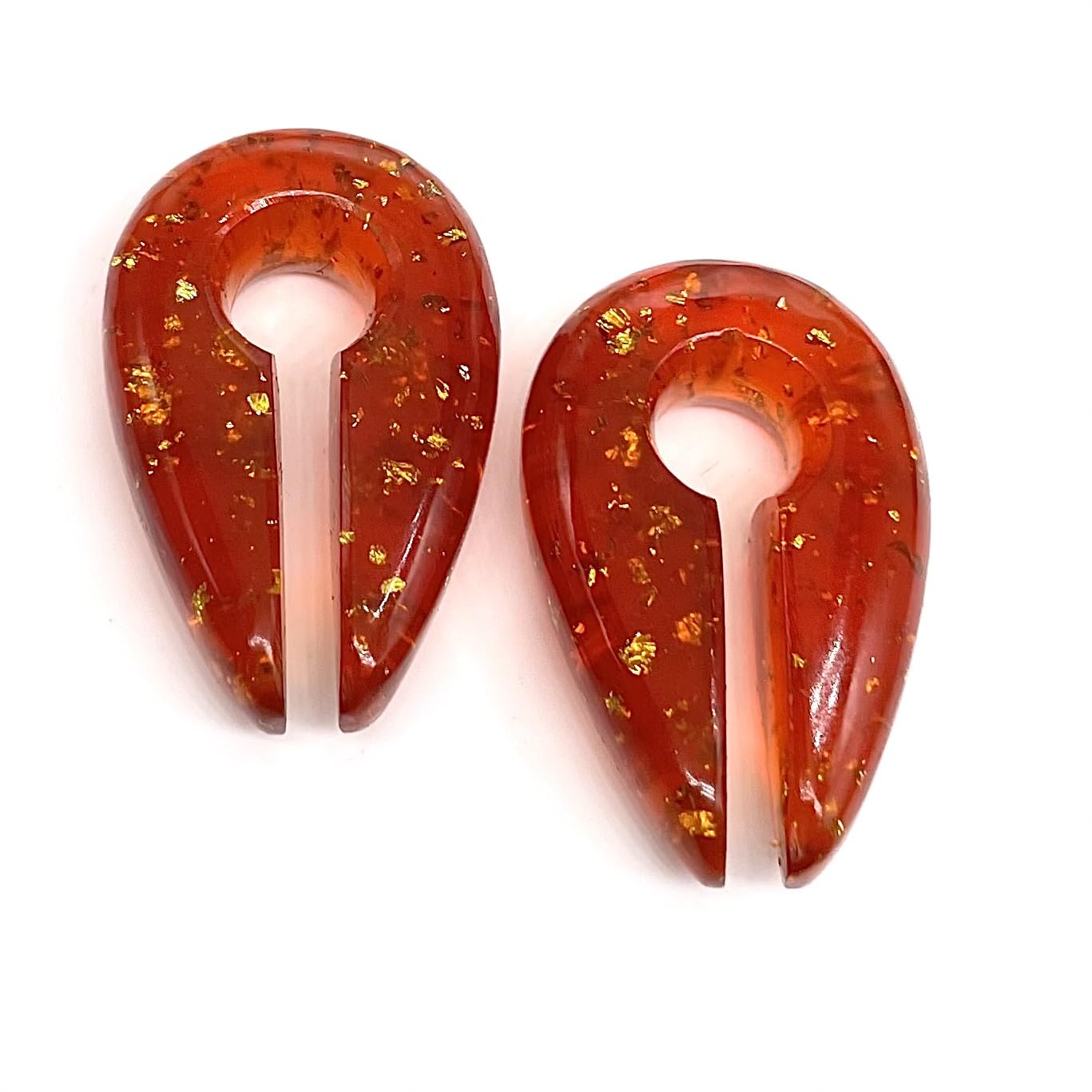 Amber Stone Handcrafted Drop Shape Ear Weights Keyhole Gauges Ear Piercing Naga Body Jewelry Size 2g (6mm), 0g (8mm) & 00g (10mm) & Customized Wholesale Also Available