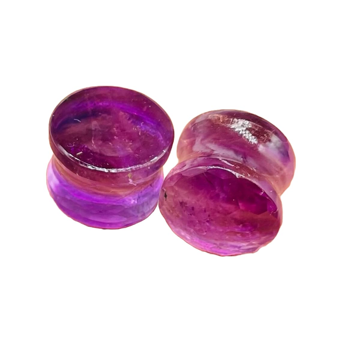 Natural Amethyst Stone Ear Plugs – Double Flared Saddle Fit Gauges – Flat Face Design – Handcrafted Crystal Pair for Stretched Ears – Deep Purple Gemstone Body Jewelry