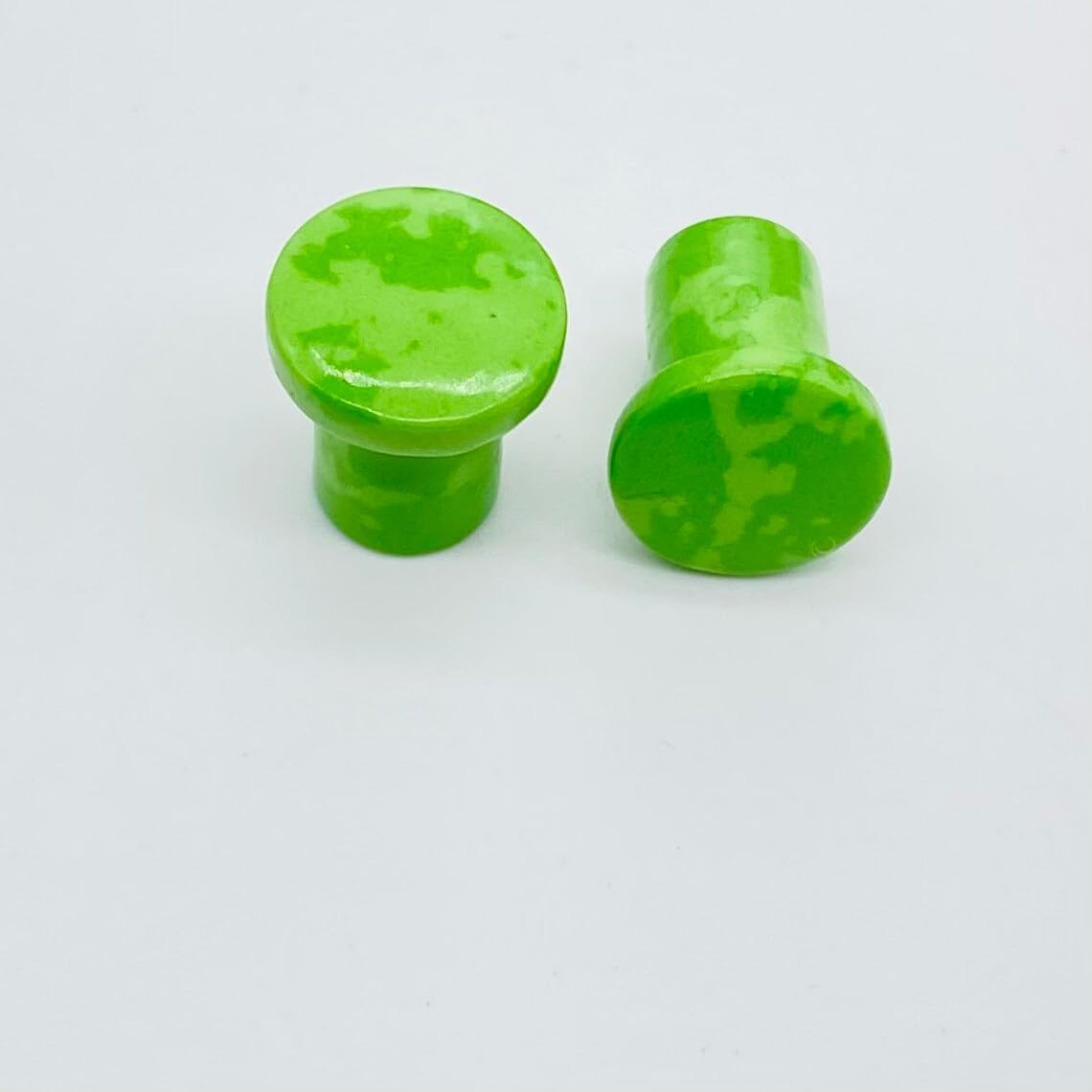 Green Turquoise Crystal Round Single Flared Plug Ear Gauges, 8g-25mm