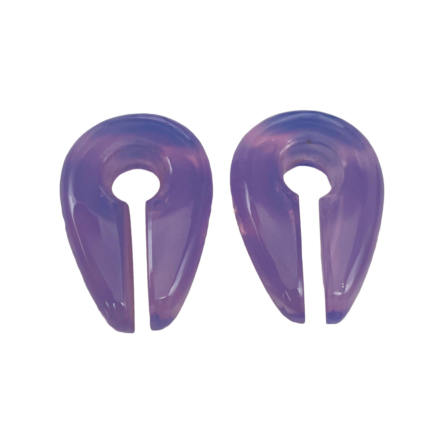Lavender Chalcedony Stone Ear Weights, Pair of Keyhole Hangers Gauges