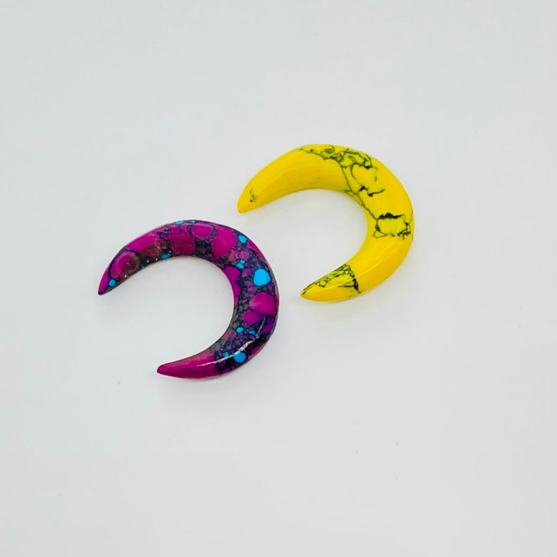 Turquoise Crystal Septum Pincher Nose Ring, 12g to 1/2", Purple & Yellow, 2 Pcs