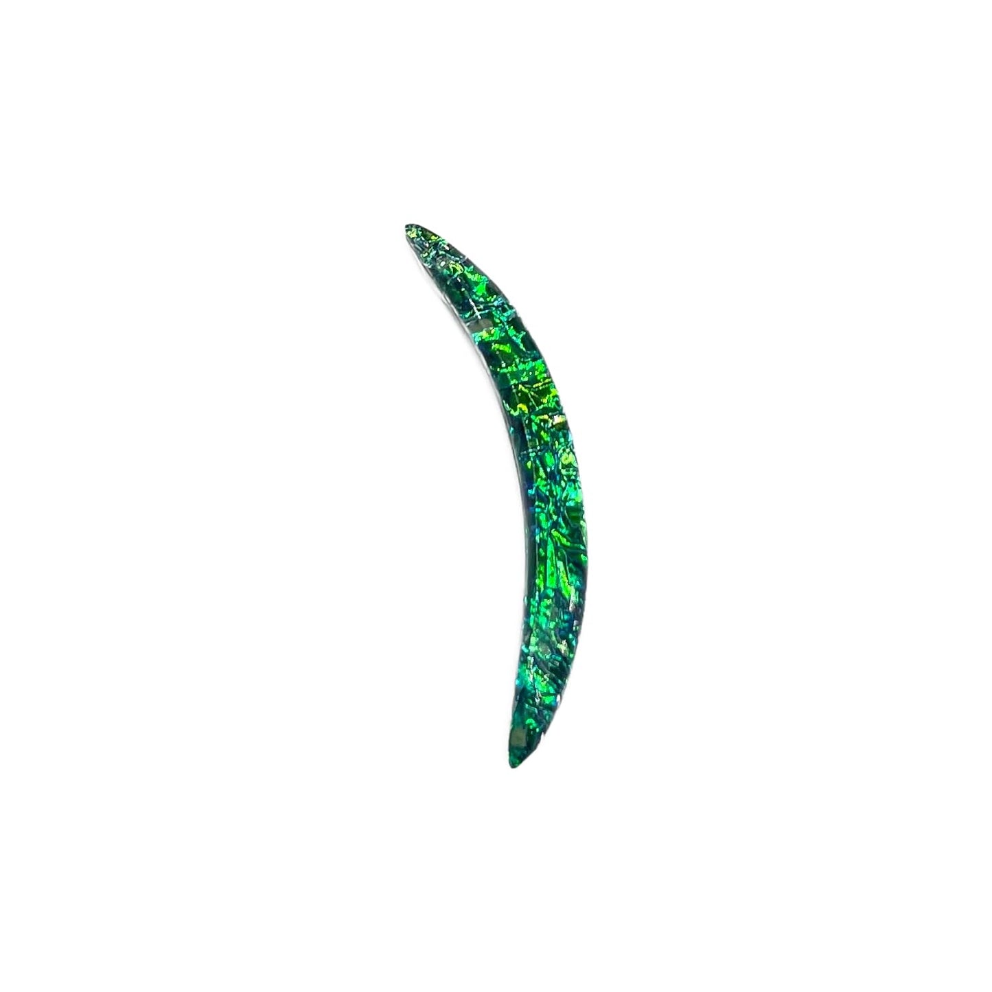 Green Opal Glitter Stone Septum Curved Tusk Spike, 12g-1/2", Custom Sizes, Opaque Gemstones