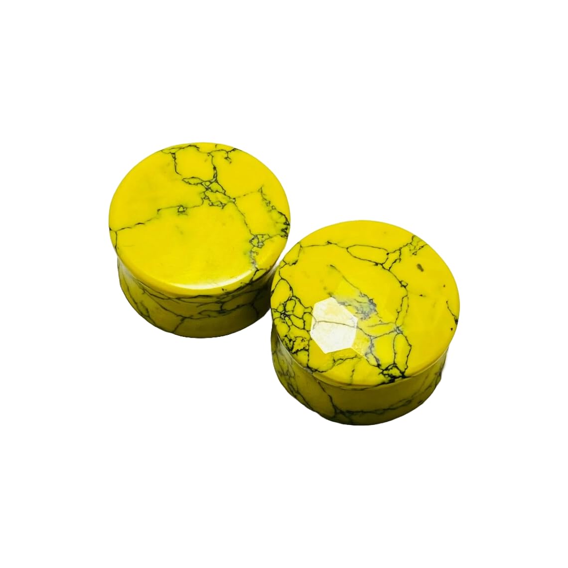 Yellow Turquoise Crystal Hexagonal Cut Naga Body Jewelry Gauges, 8g-2-1/8", 2pcs Ear Plugs