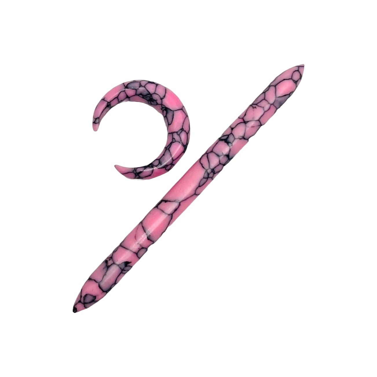 Tribal Septum Pincher & Tusk Spike Body Jewelry, 12g-1/2in, Pink Turquoise Crystal, Handmade