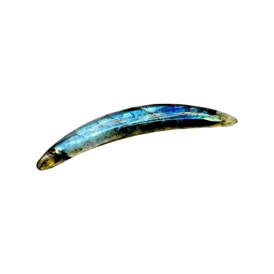 Natural Labradorite Gemstone Curved Septum Tusk Spike – Tribal Stone Nose Pincher for Healed Piercings Size 12G (2mm) to 1/2" (12mm)