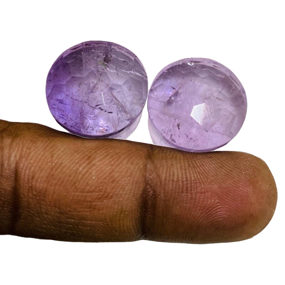 Natural Amethyst Stone Ear Plugs – Double Flared Saddle Fit Gauges – Faceted Top – Light Purple Crystal Pair for Stretched Ears – Handcrafted Gemstone Body Jewelry