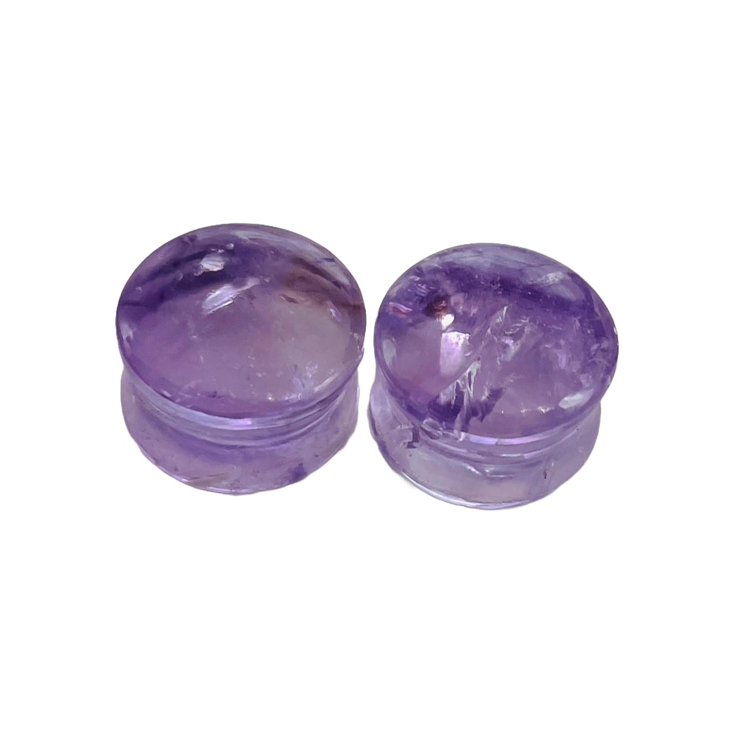Natural Amethyst Gemstone Double Flared Round Ear Plugs Sizes 3mm - 54mm