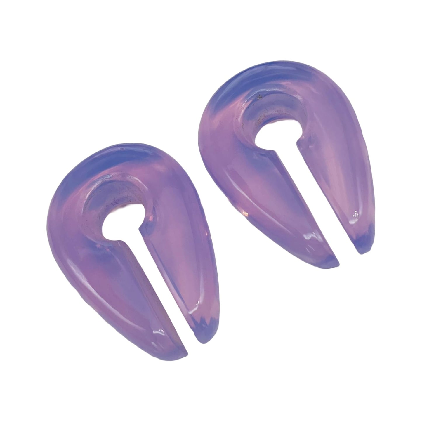 Lavender Chalcedony Stone Ear Weights, Pair of Keyhole Hangers Gauges