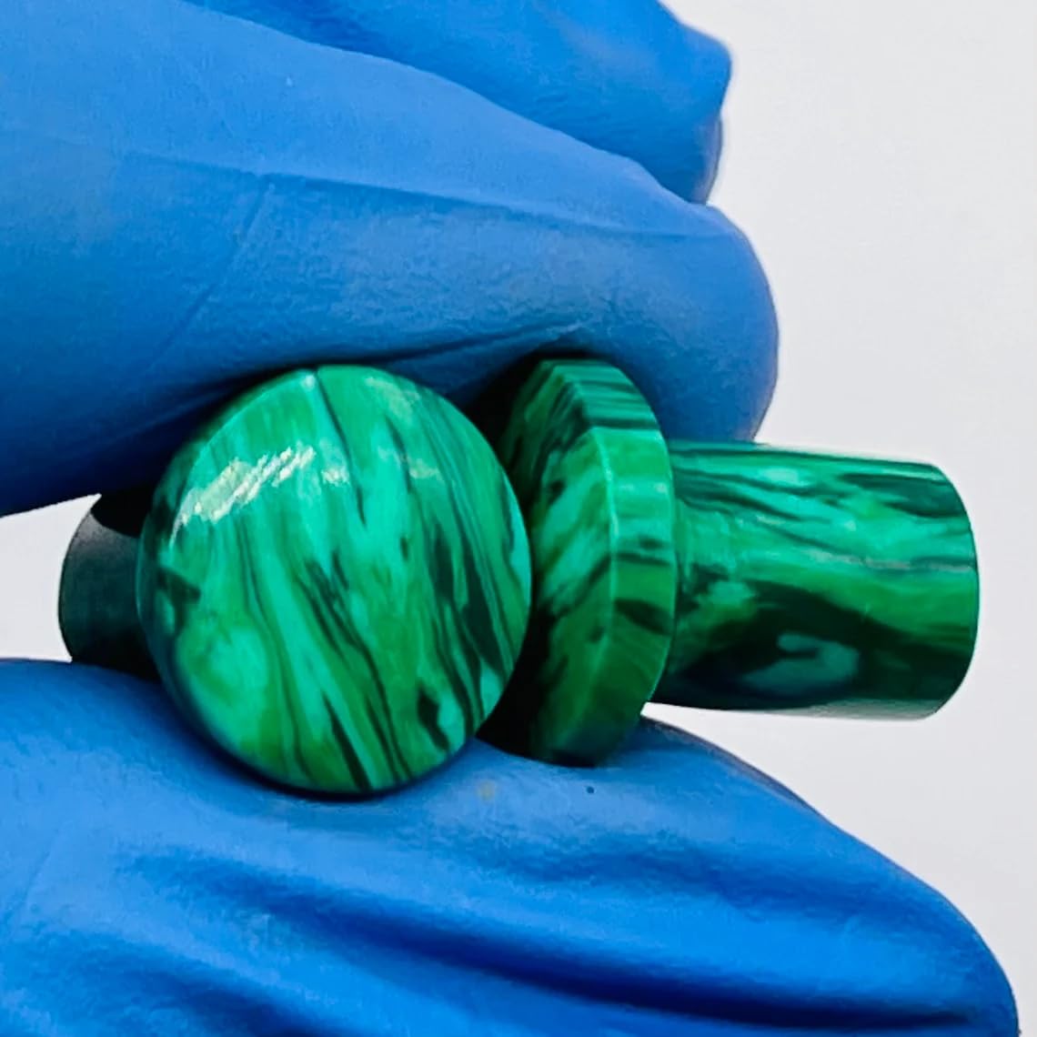 Green Malachite Crystal Handmade Naga Body Piercing Jewelry Ear Gauges Plugs, 8g (3mm) to 1 inch (25mm), Customizable Sizes