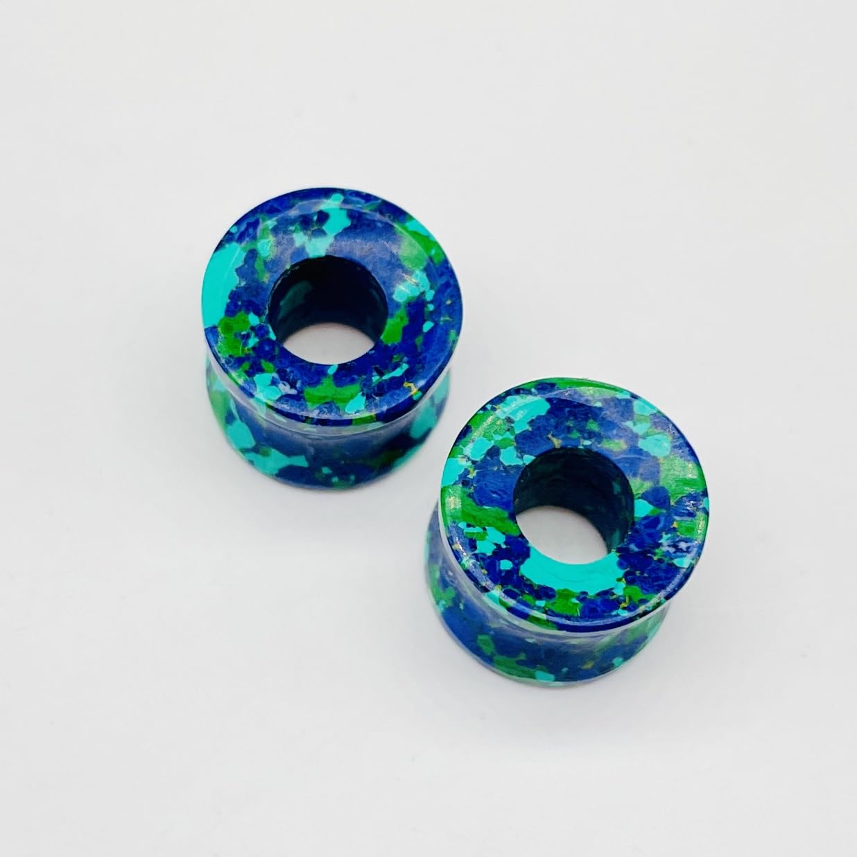 Body Jewelry Naga Style Lapis Malachite Mixed Crystal Double Flared Plugs Gauge Plug (4mm) - 40mm