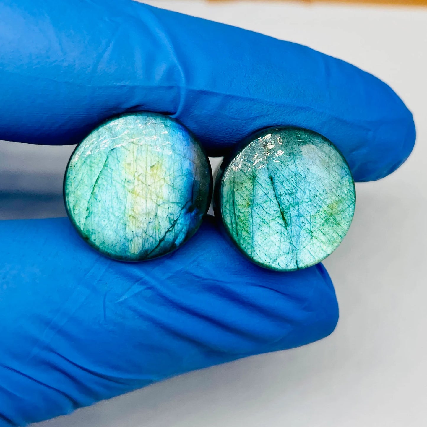 Natural Labradorite Gemstone Single‑Flare Ear Plugs – Organic Stone Tunnel Plugs for Healed Stretched Ears Size 8G (3mm) to 1'' (25mm)