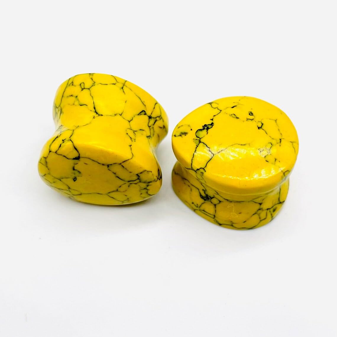Naga Body Jewelry Pair of Yellow Turquoise Crystal Handmade Ear Piercing Double Flared Drop Shaped Gauges & Plugs Size 8g (3mm) to 1" (25mm) Customized & Wholesale Available