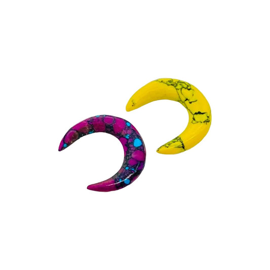 Turquoise Crystal Septum Pincher Nose Ring, 12g to 1/2", Purple & Yellow, 2 Pcs