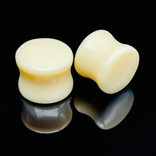Synthetic Bone Double Flared Ear Plugs | Synthetic Body Jewelry for Stretched Ears Pair Size 8G (3mm) to 2" (51mm)