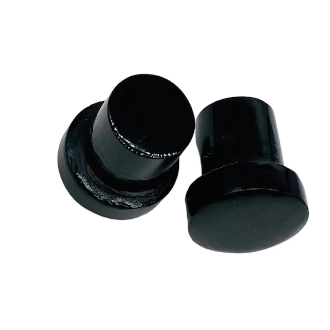 Black Obsidian Crystal Body Piercing Plugs, Customizable Sizes 8g-1", Single Flared Design