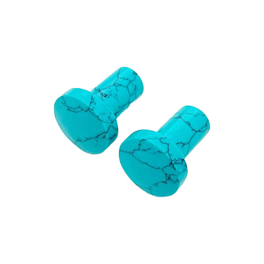 Blue Turquoise Crystal Body Jewelry Plugs, 8g to 1 inch, Set of 2