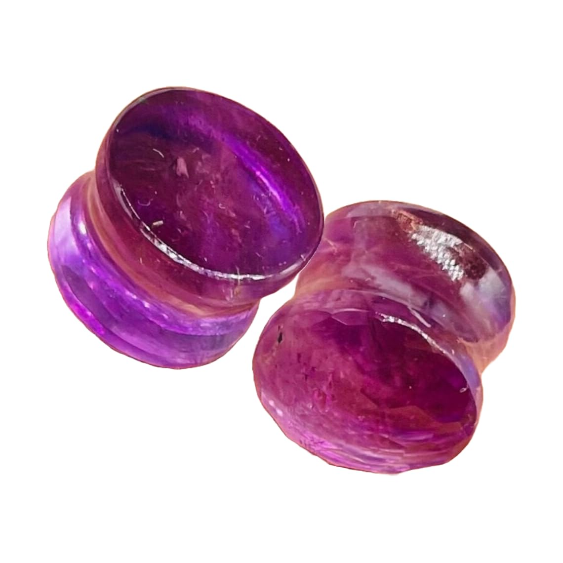 Natural Amethyst Stone Ear Plugs – Double Flared Saddle Fit Gauges – Flat Face Design – Handcrafted Crystal Pair for Stretched Ears – Deep Purple Gemstone Body Jewelry