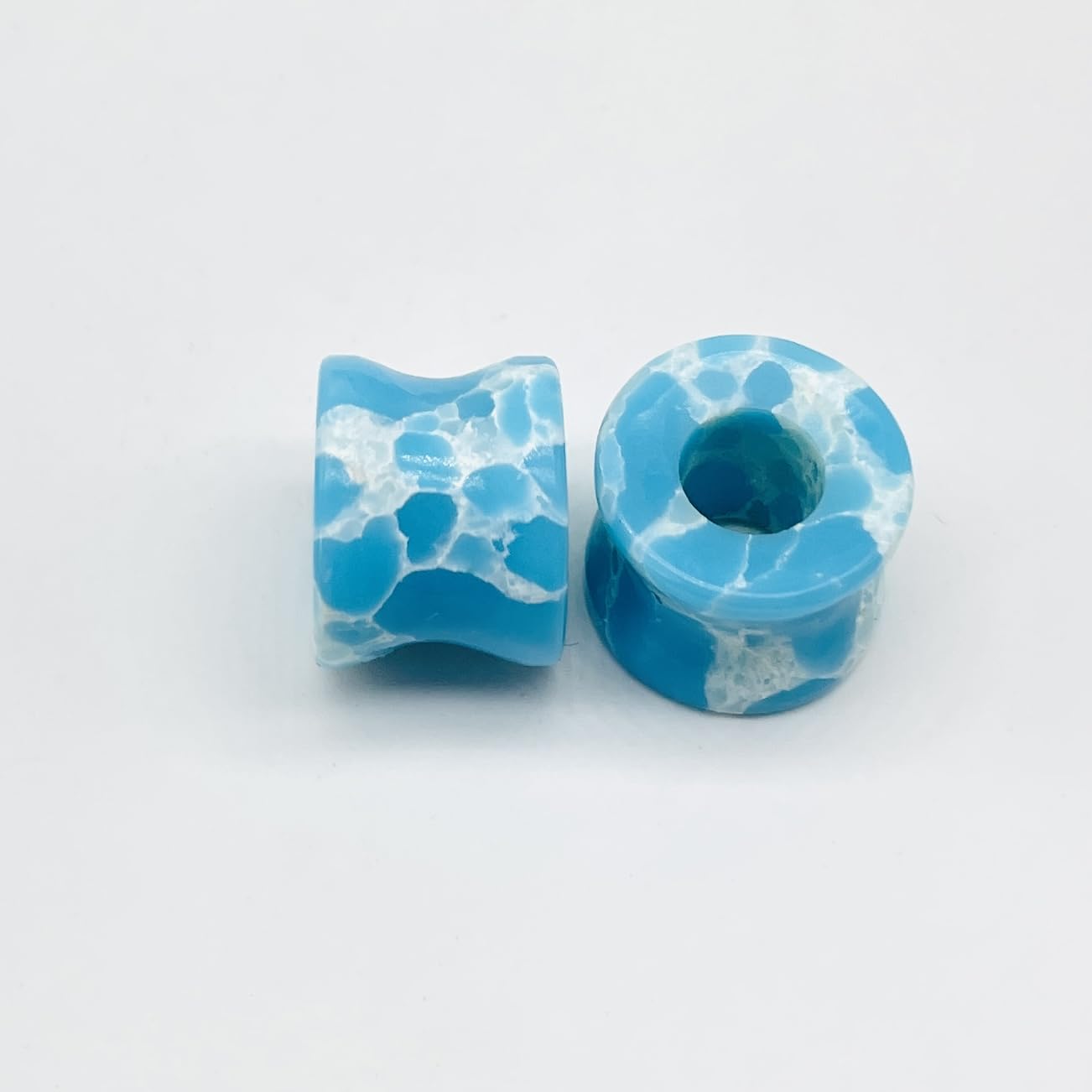 Body Piercing Jewelry Pair of Naga Style Larimar Crystal Handmade Naga Body Piercing Gauges Plugs Ear Tunnels Size 6g (4mm) to 40mm Customized Size & Wholesale Also Available