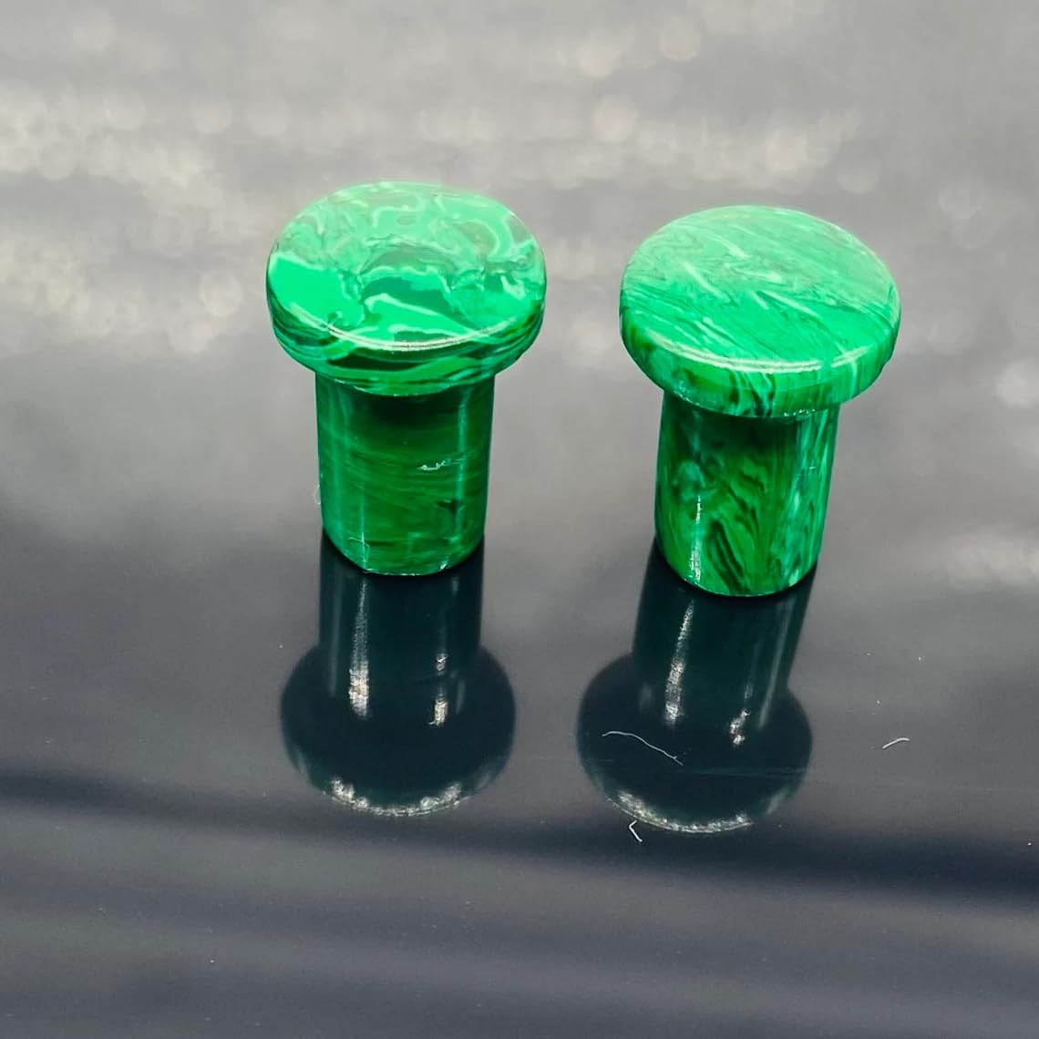 Green Malachite Crystal Handmade Naga Body Piercing Jewelry Ear Gauges Plugs, 8g (3mm) to 1 inch (25mm), Customizable Sizes