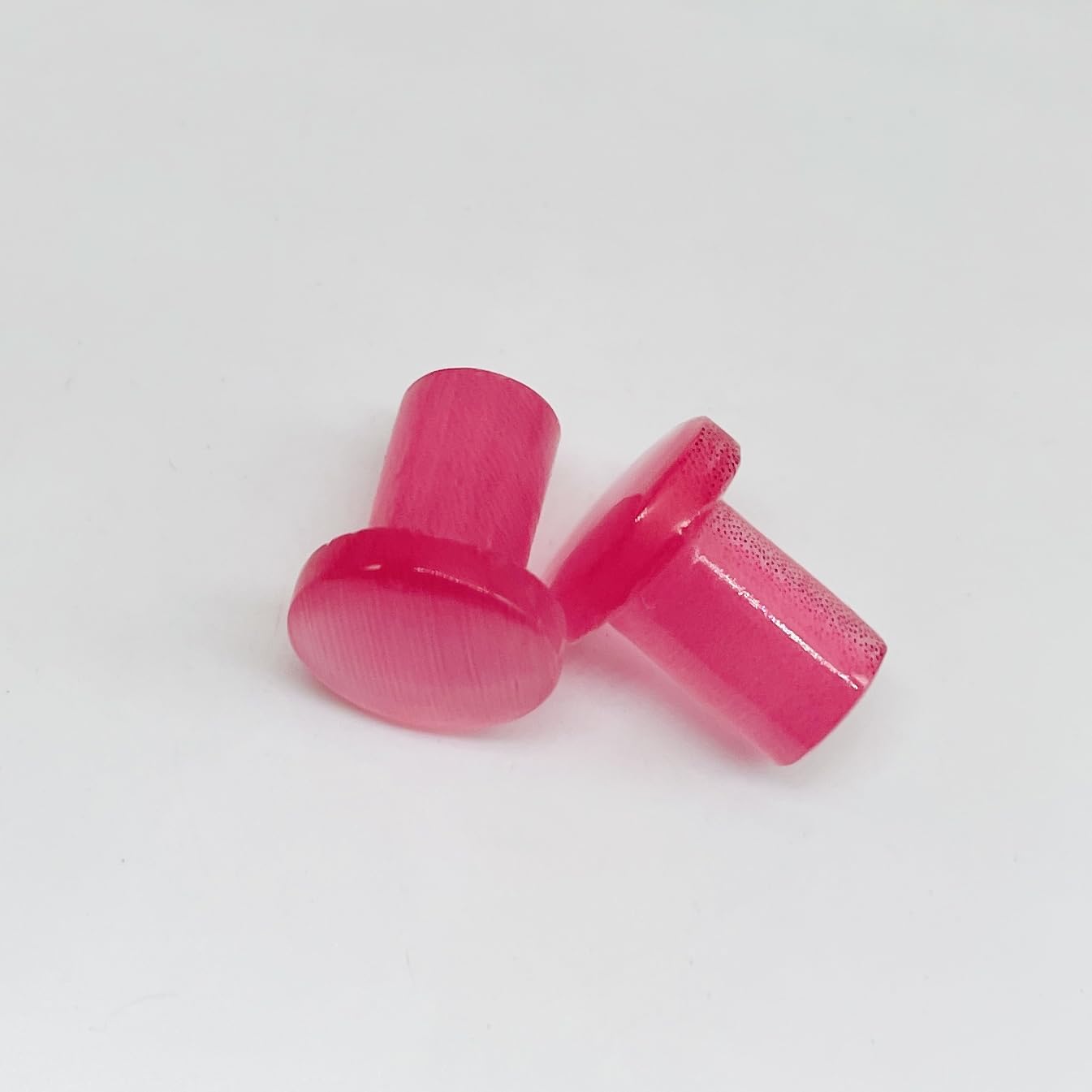 Naga Body Piercing Jewelry, BodyJewels007's Pair of Pink Cat's Eye Stone Handmade Single Flare Ear Piercing Gauges & Plugs Size 8g (3mm) to 1" (25mm) Customized Size & Wholesale Available