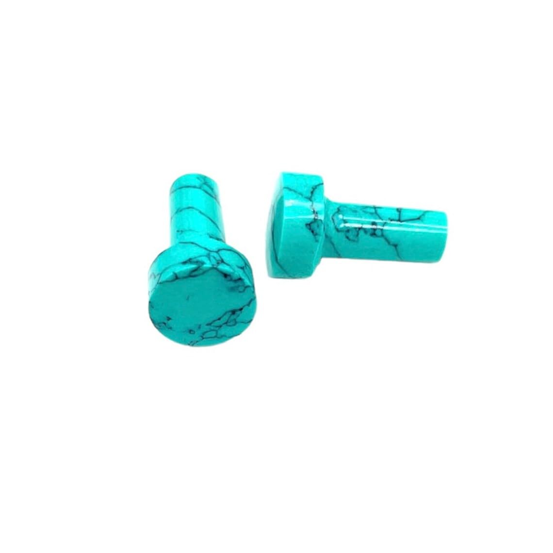 Crystal Gem Turquoise Body Jewelry Plugs, Size 8g-1", Set of 2