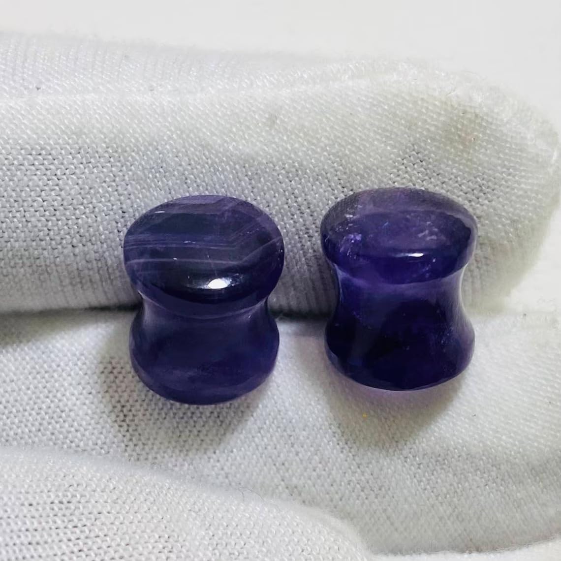 Natural Amethyst Gemstone Double Flared Ear Gauges, Sizes 8g (3mm) to 30mm