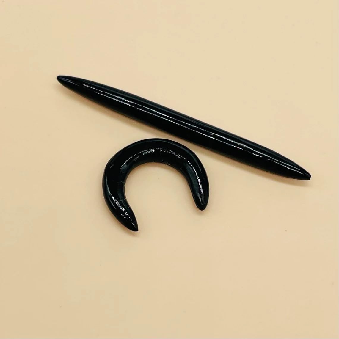 Natural Black Obsidian Crystal Handmade Naga Body Piercing Jewelry, Tribal Septum Tusk Straight Spike & Pincher Gauges, 12g (2mm) to 1/2 inch (12mm), Customized Size Available