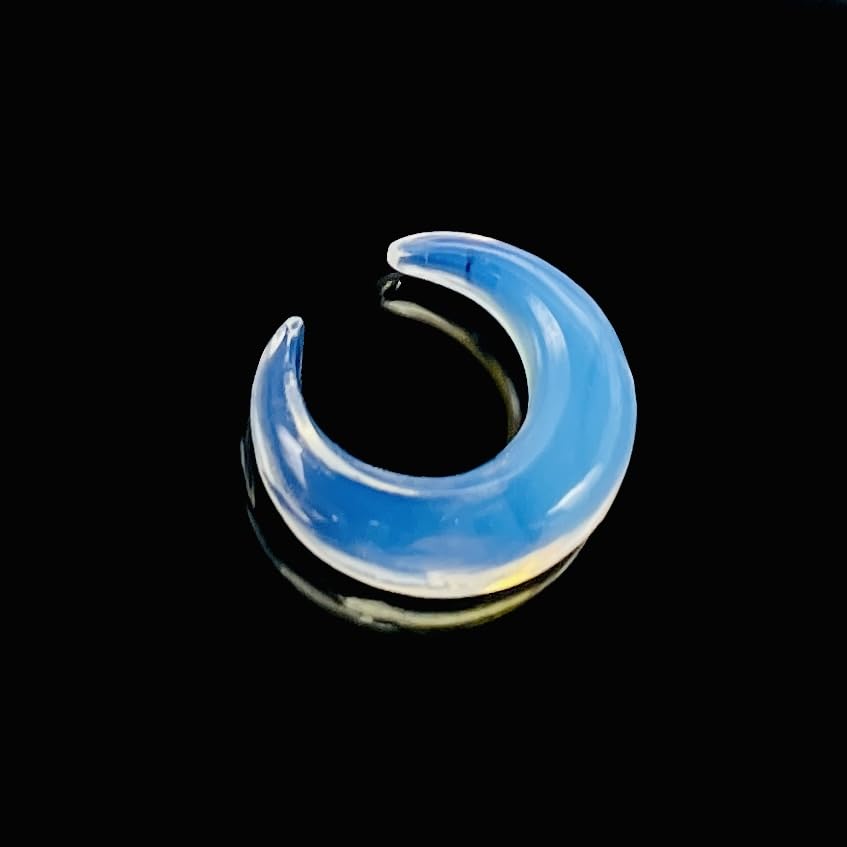 Opalite Glass Handmade Naga Body Piercing Tribal Septum Crescent Horseshoe Pincher Gauges, Sizes 2mm (12g) to 12mm (1/2 inch)
