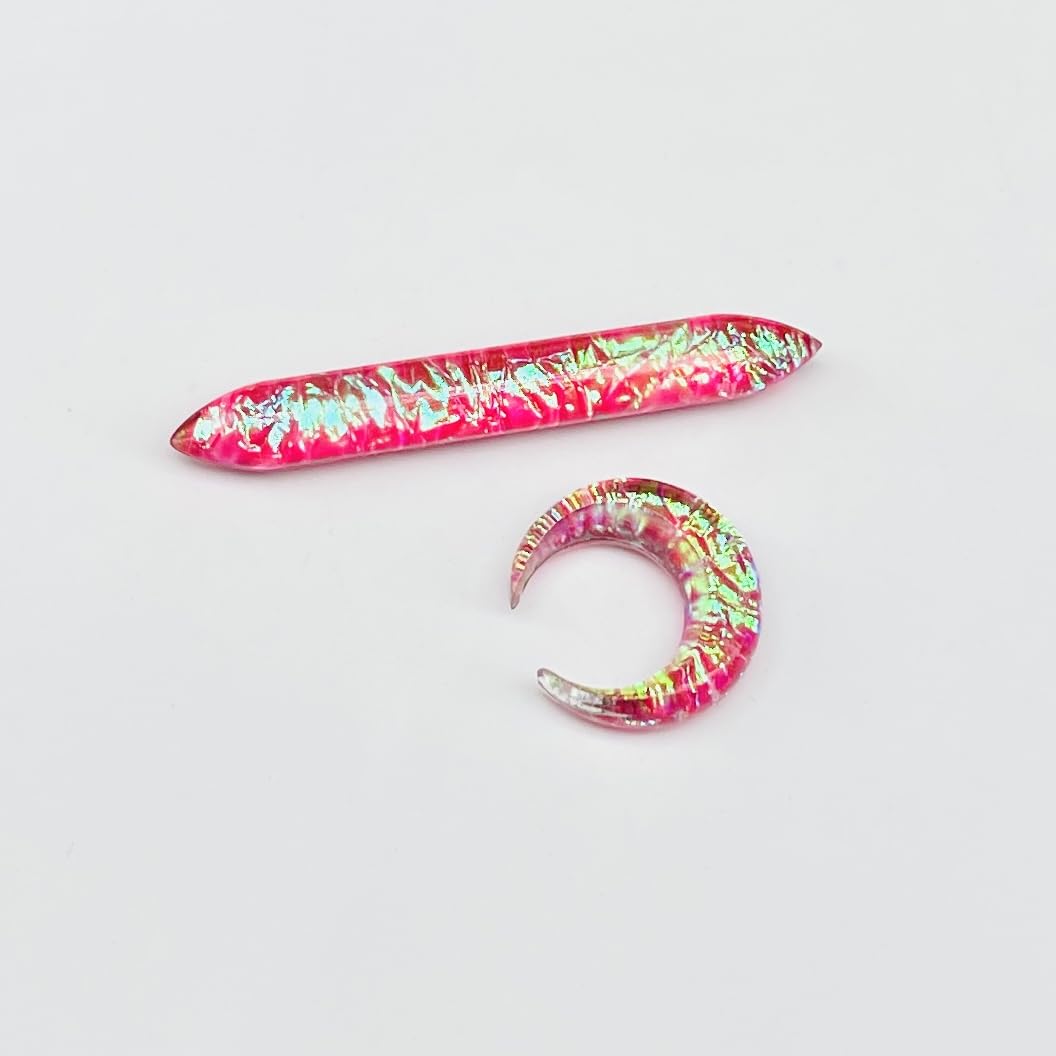 Naga Body Piercing Jewelry Septum Pincher Tusk Gauges, Pink Opal Glitter Stone, Size 12g (2mm) to 1/2" (12mm), Customized Size & Wholesale Available