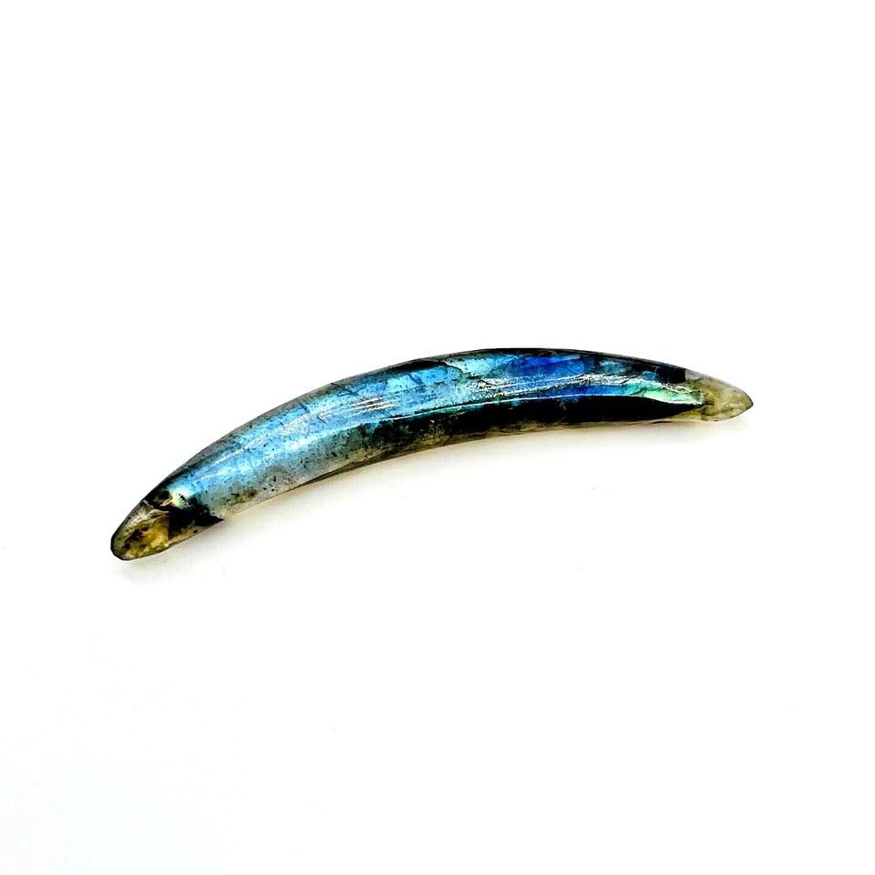 Body Jewelry Natural Flashy Labradorite Crystal Handmade Curved Septum Tusk Body Piercing Naga Jewelry Gauge Size 12g (2mm) to 0000g (12mm) Customized Wholesale Also Available