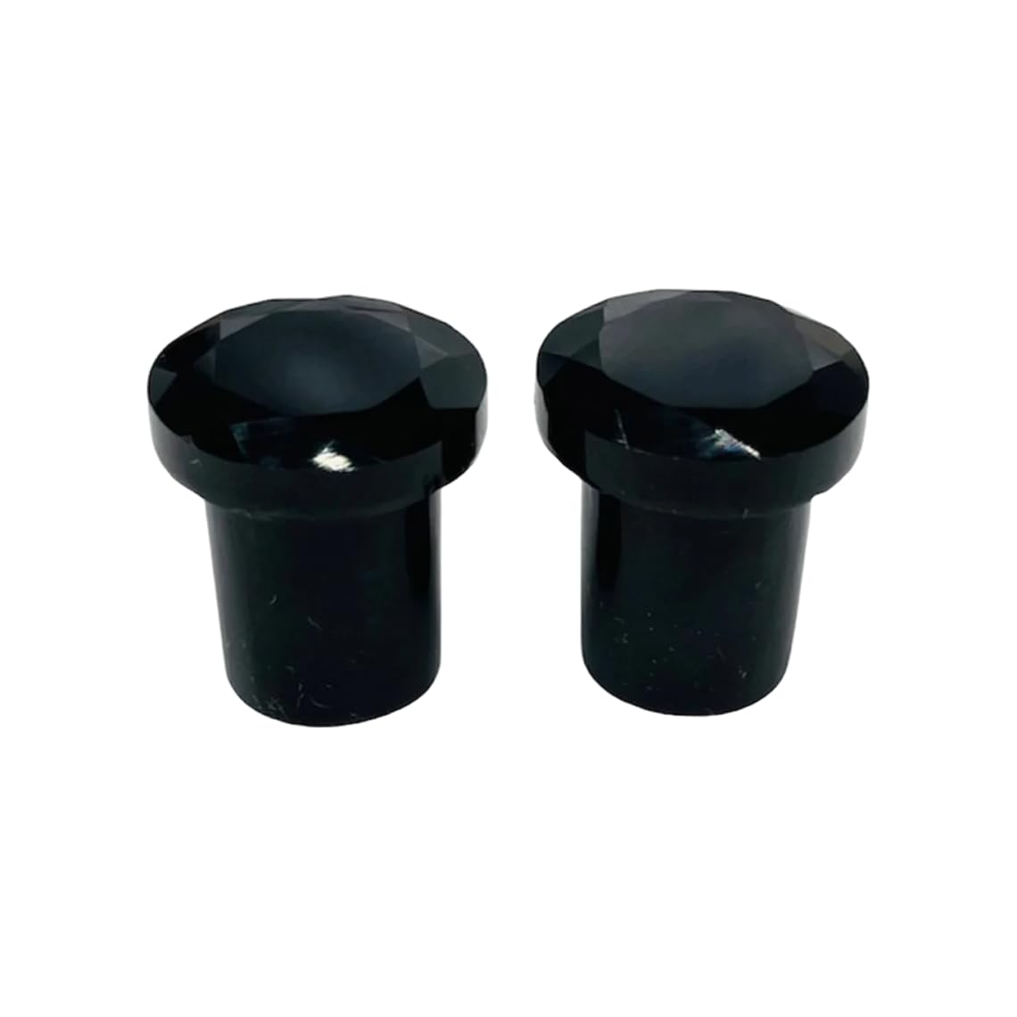 Natural Black Obsidian Crystal Handmade Naga Body Piercing Jewelry Round Shaped Single Flared Faceted Triangular Cut Ear Gauges Plugs Size 8g (3mm) to 1" (25mm)