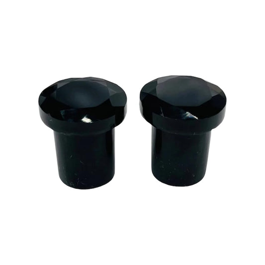 Natural Black Obsidian Crystal Handmade Naga Body Piercing Jewelry Round Shaped Single Flared Faceted Triangular Cut Ear Gauges Plugs Size 8g (3mm) to 1" (25mm)