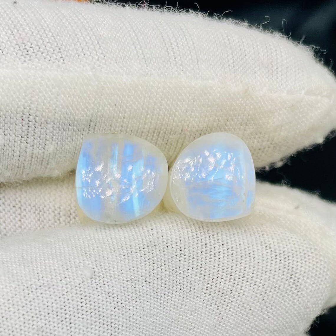 Natural White Rainbow Moonstone Gemstone Heart Shape Ear Gauges Size 8g to 1"