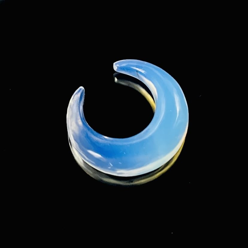 Opalite Glass Handmade Naga Body Piercing Tribal Septum Crescent Horseshoe Pincher Gauges, Sizes 2mm (12g) to 12mm (1/2 inch)