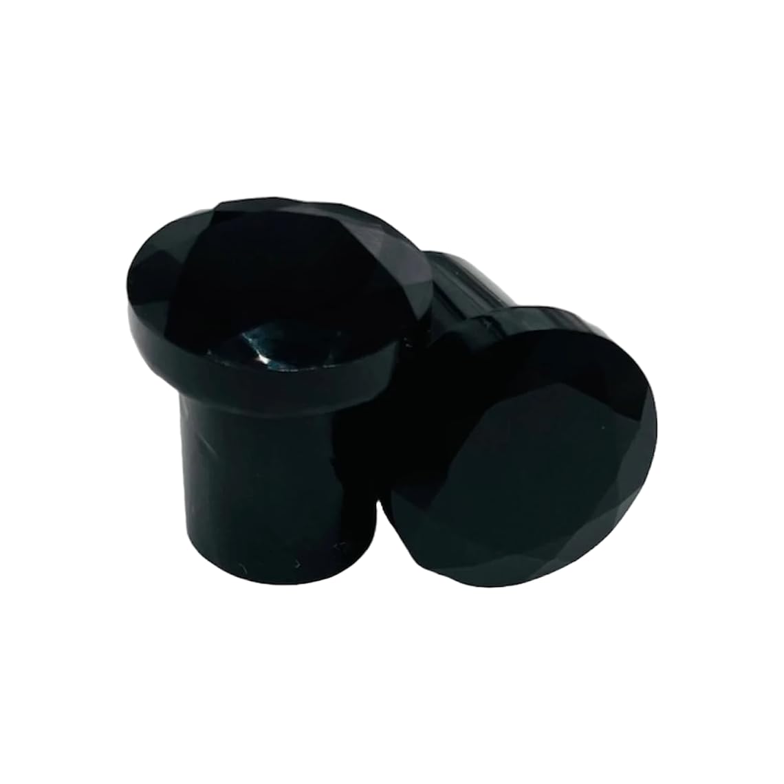 Natural Black Obsidian Crystal Handmade Naga Body Piercing Jewelry Round Shaped Single Flared Faceted Triangular Cut Ear Gauges Plugs Size 8g (3mm) to 1" (25mm)