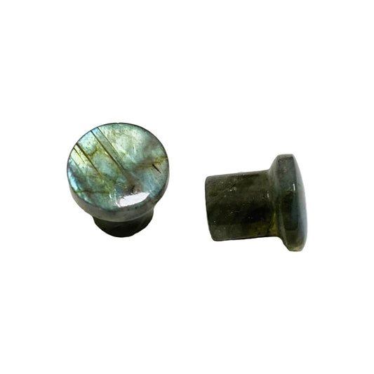 Labradorite Gemstone Naga Body Piercing Jewelry Round Shaped Single Flared Ear Piercing Gauges Plugs Size 8g (3mm) to 1" (25mm)
