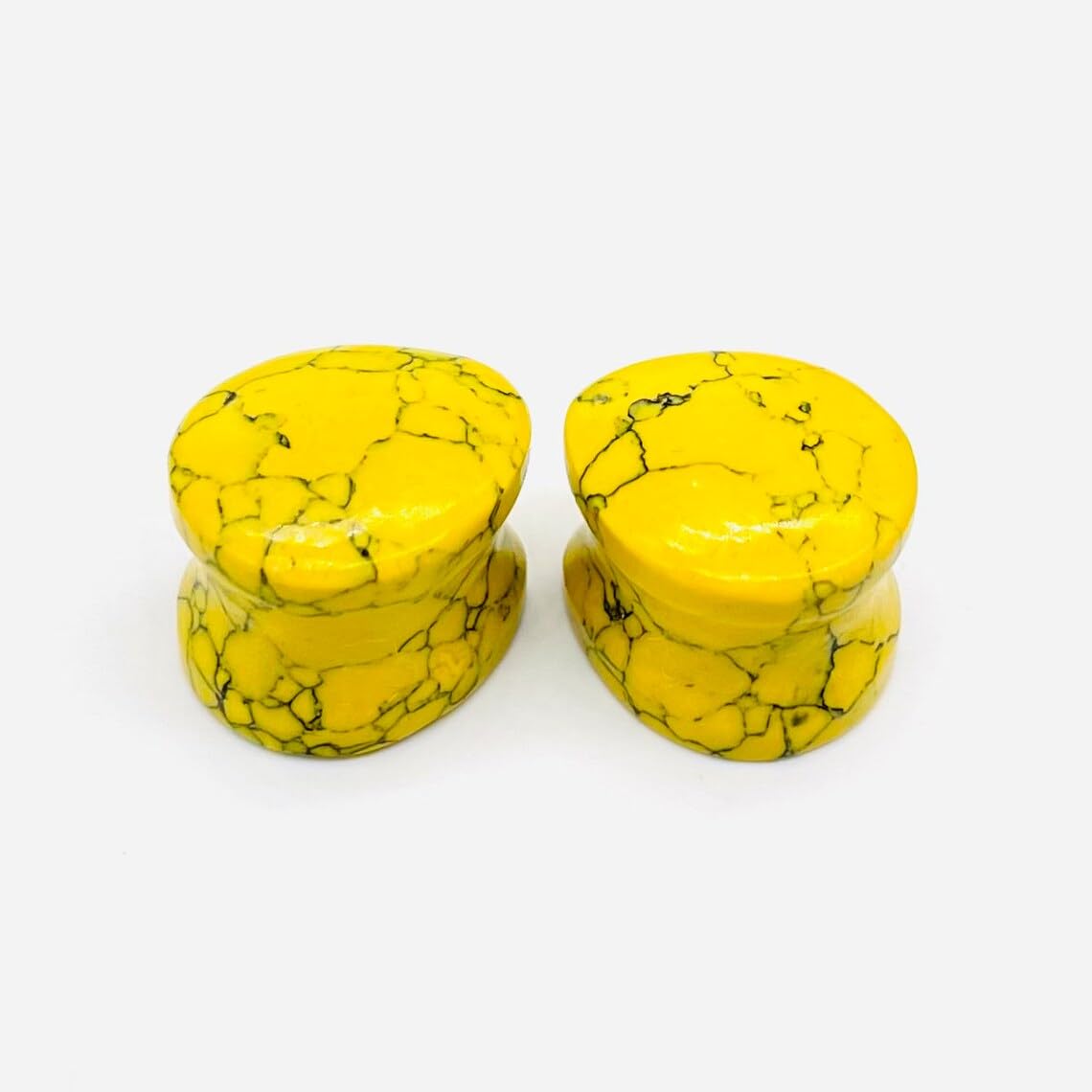 Naga Body Jewelry Pair of Yellow Turquoise Crystal Handmade Ear Piercing Double Flared Drop Shaped Gauges & Plugs Size 8g (3mm) to 1" (25mm) Customized & Wholesale Available