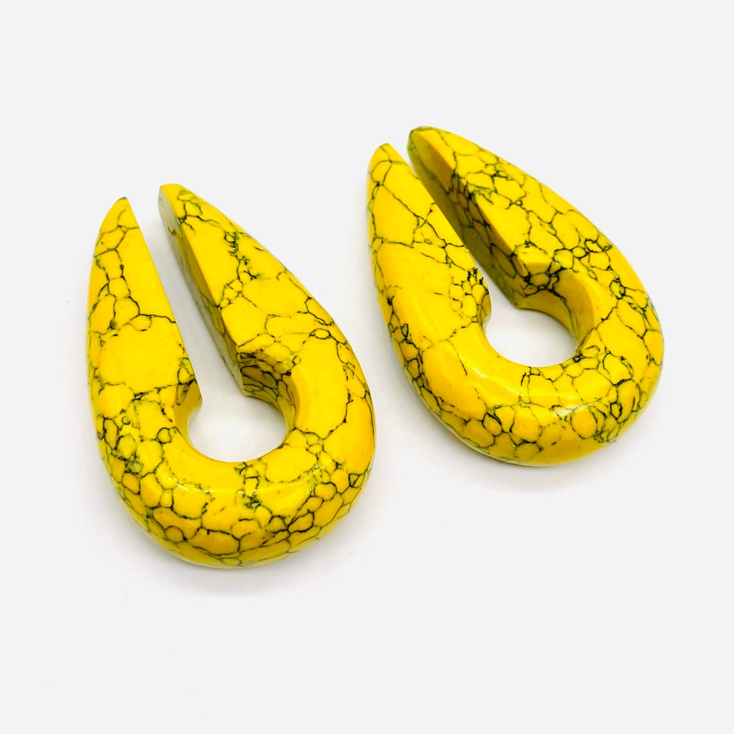 Body Piercing Jewelry Yellow Turquoise Crystal Naga Ear Weights Hangers Keyhole Gauges 2g (6mm) to 00g (10mm) Customized Size & Wholesale Also Available