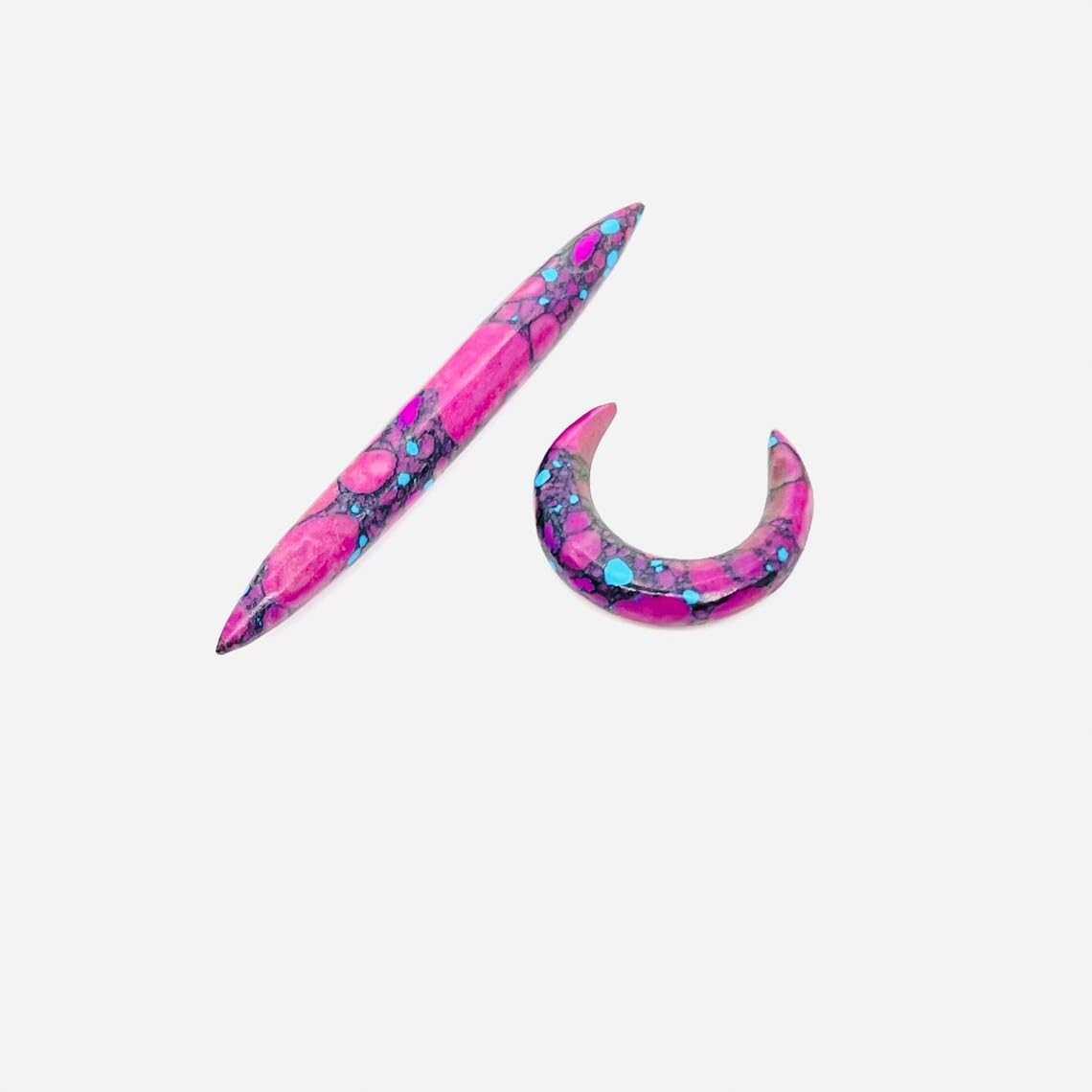 Purple Turquoise Crystal Septum Pincher Naga Body Jewelry, Size 12g-0000g, Purple 12g Ear Piercing Gauges