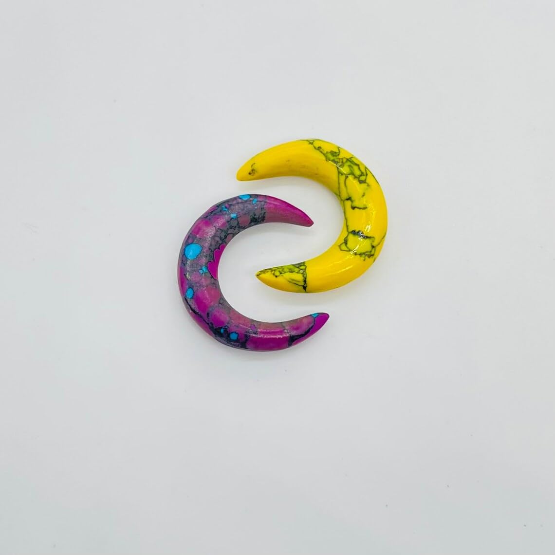 Turquoise Crystal Septum Pincher Nose Ring, 12g to 1/2", Purple & Yellow, 2 Pcs