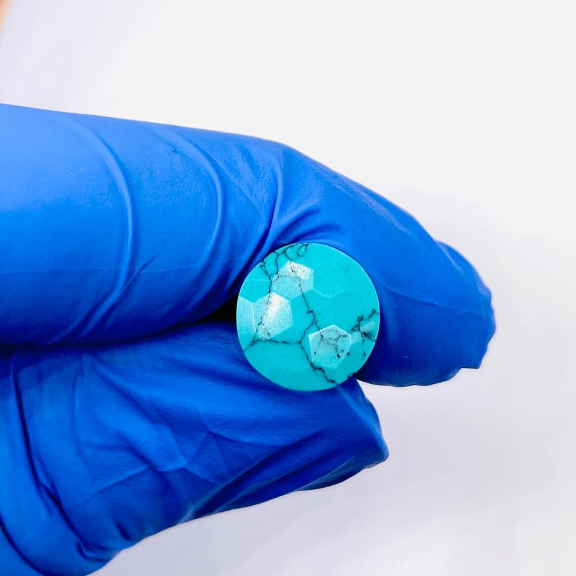 Blue Turquoise Crystal Round Body Piercing Plugs, Customizable Sizes 8g to 1", Handmade Hexagon Faceted Gauges