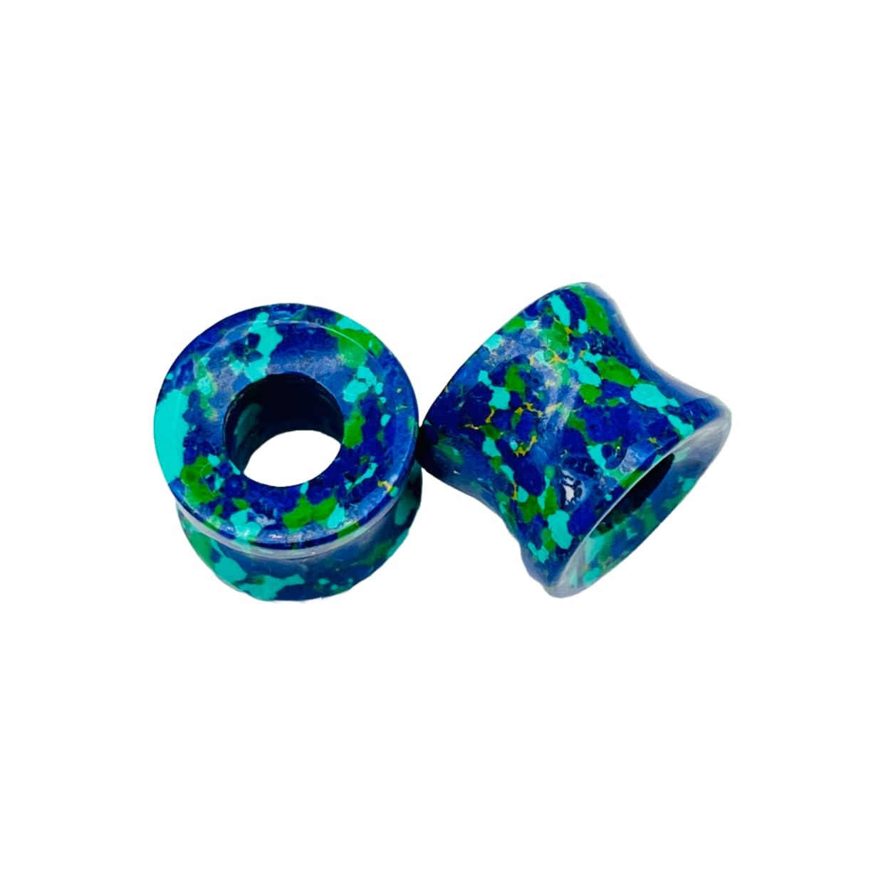 Body Jewelry Naga Style Lapis Malachite Mixed Crystal Double Flared Plugs Gauge Plug (4mm) - 40mm