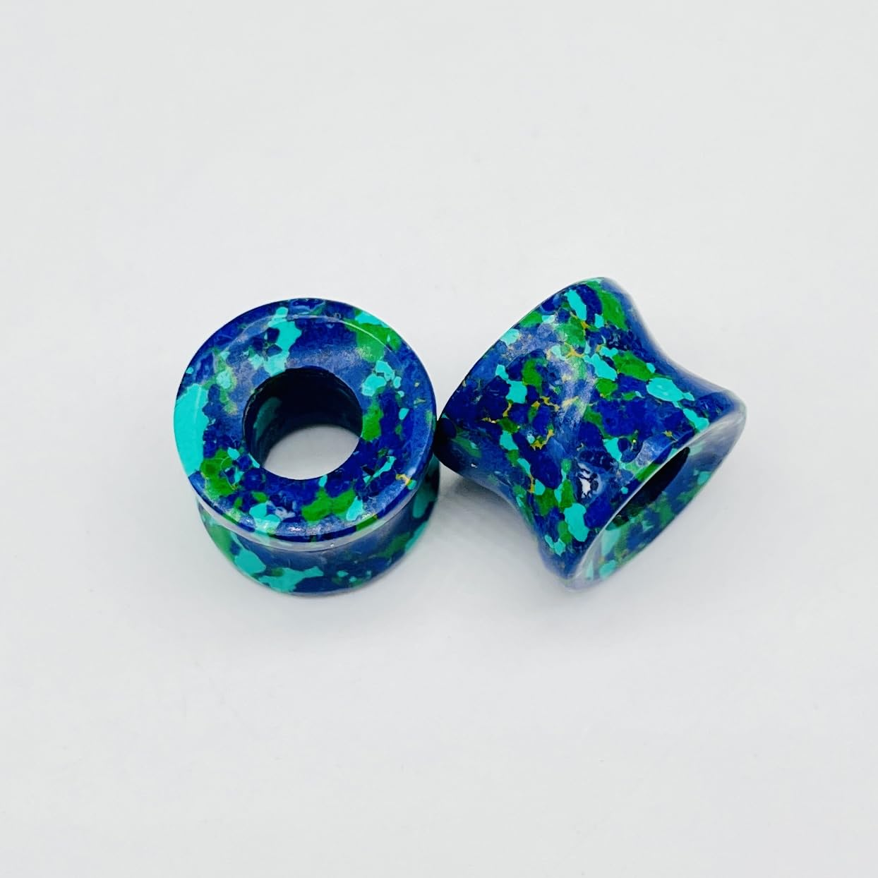 Body Jewelry Naga Style Lapis Malachite Mixed Crystal Double Flared Plugs Gauge Plug (4mm) - 40mm